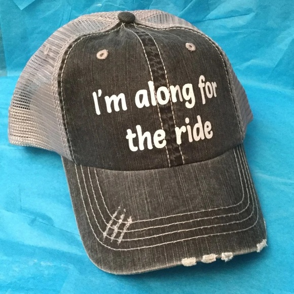 I’m Along for the Ride Distressed Trucker Hat - Picture 1 of 2